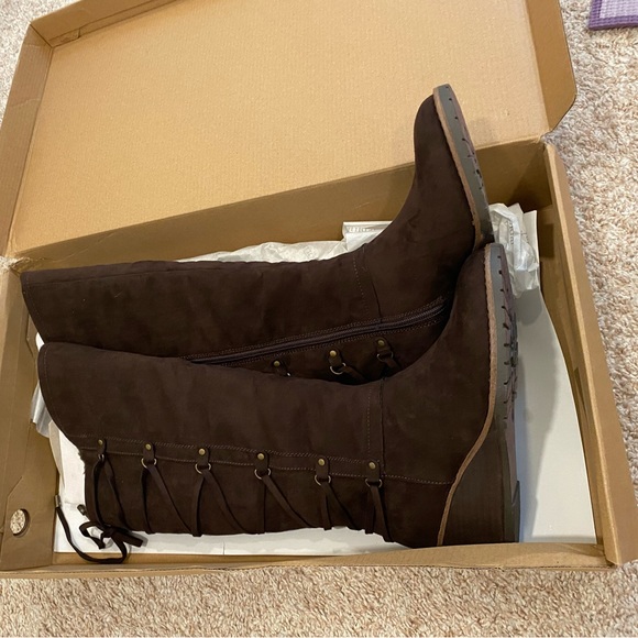 Björndal Collette Lined Zip Up Wedge Heel Tall Boots W 7 Brown - Picture 1 of 3